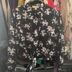 Michaels Black and White Floral Button Down Shirt